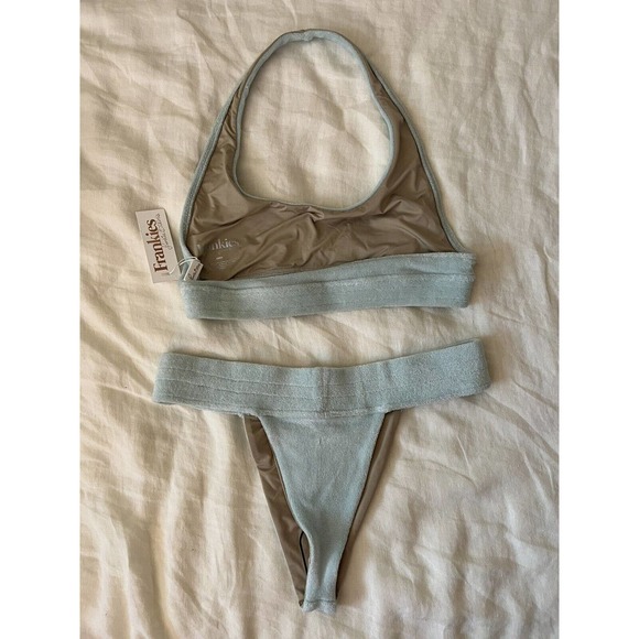 NWT Frankies Bikinis Terry Phoebe Bikini SET Large Celeste Blue - Picture 3 of 7